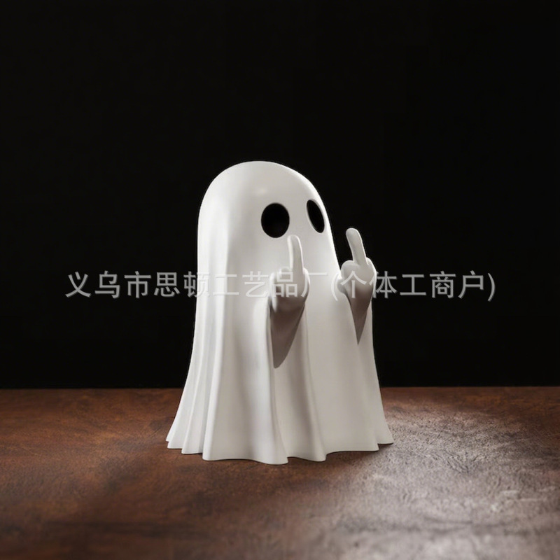 跨境Rude Ghost Ornaments Middle Finger Ghos幽灵双手竖中指|undefined