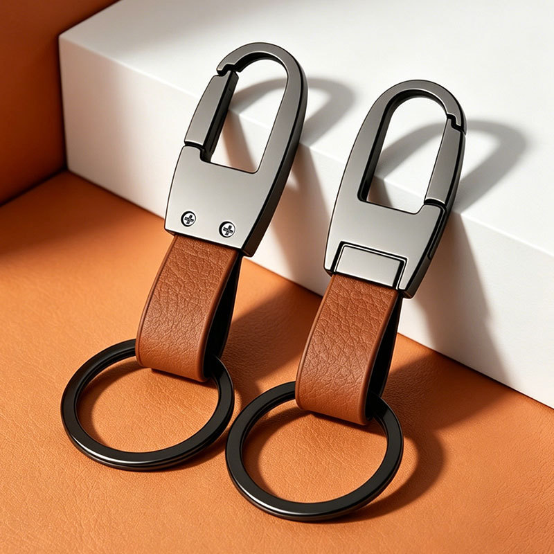 Creativa hebilla de cintura de cuero genuino llavero de metal personalizado moda Simple hebilla de cintura de los hombres llave del coche anti-perdido pequeño regalo