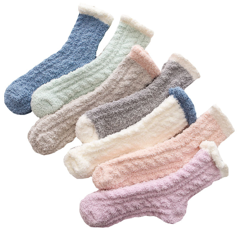 Winter thick warm coral fleece sleep socks socks snow socks home socks simple moon socks wholesale