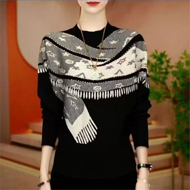 一件代发2025秋冬新款休闲百搭中年妈妈减龄宽松双面绒时尚打底衫