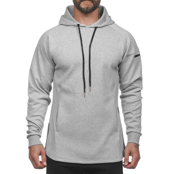 Muscle fitness men's spring and autumn muscle Sports Leisure running exercise light board logo-free hooded pullover sweater
