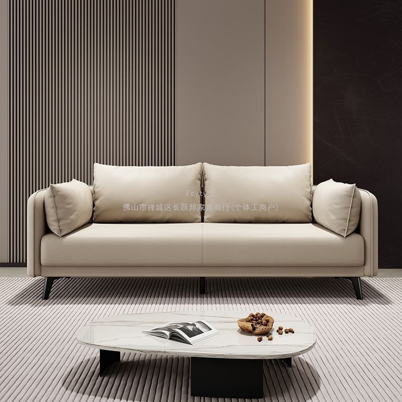 Long Yuebang Three-Person Fabric Sofa Living Room Rental House Double Sofa Technology Bedroom Small Apartment Reception Apartment Light Luxury