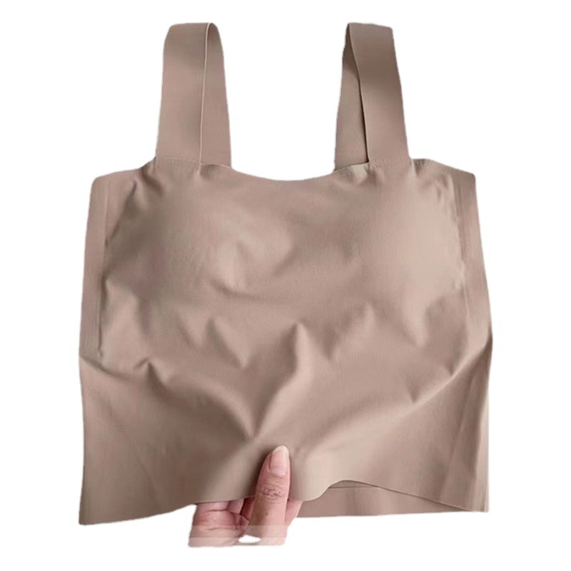 Cuello cuadrado de seda de hielo fino belleza espalda camisola desgaste exterior de las mujeres desgaste interior de una pieza almohadilla en el pecho chaleco anti-exposición