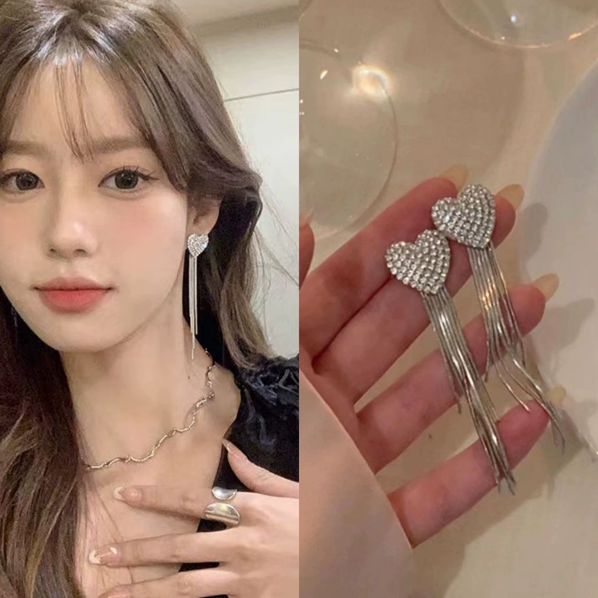 Earrings 925 silver, Korean simple elegant design, long dangling & stud options, lightweight