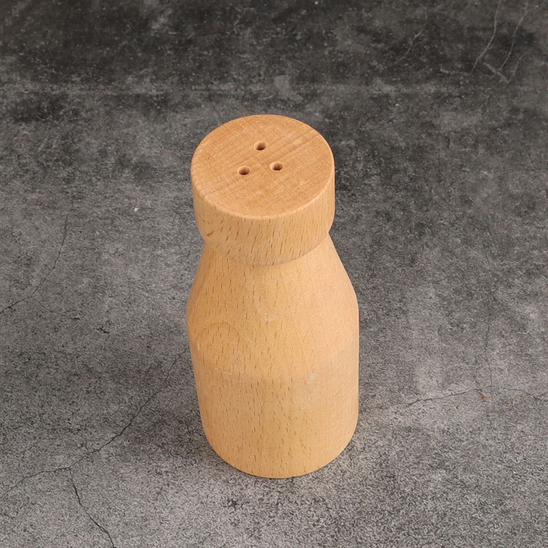 Fábrica al por mayor botella de condimento creativo cocina de madera maciza práctico frasco de sal botella de condimento de cocina de primera clase en stock
