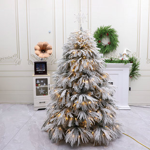 PE PVC mixed flocking willow flocking with lights Christmas tree floor tree holiday atmosphere decoration tree hotel decoration