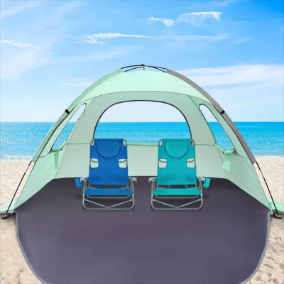 Outdoor camping party portable multi-person awning European and American popular seaside leisure sun protection breathable beach tent