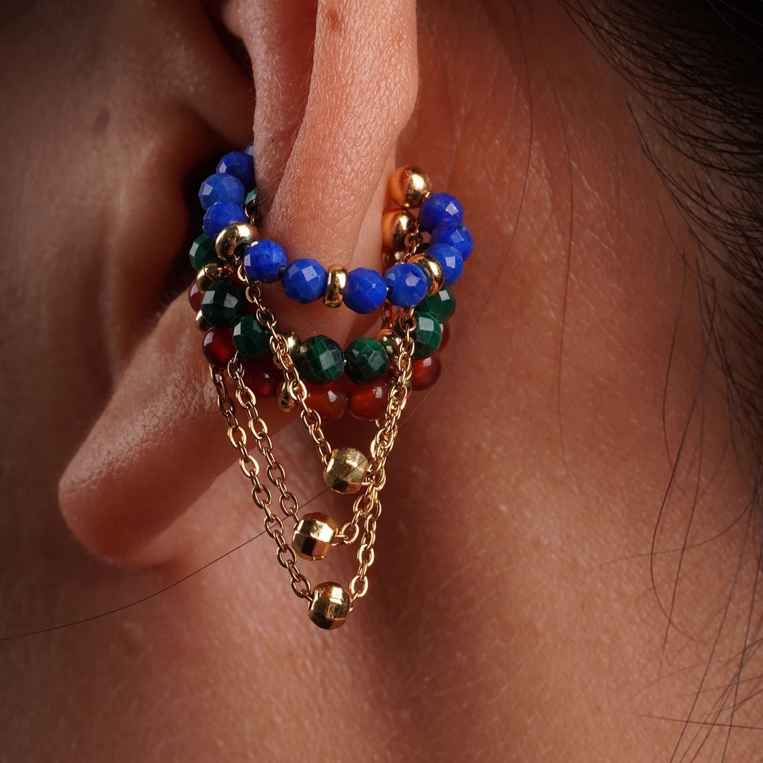 4g Weight Ear Cuffs Classification 1 Piece Quantity Holiday, Daily Occasion 303 Stainless Steel, natural stone Material Geometric Pattern All Seasons Season Women's Gender Plating Design Simple Style, Classic Style Style 1 Piece Simple Style Classic Style Geometric Plating 303 Stainless Steel Natural Stone Ear Cuffs 2