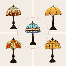 台燈復古歐式玻璃台燈巴洛克創意台燈地中海風格卧室床頭客廳台燈