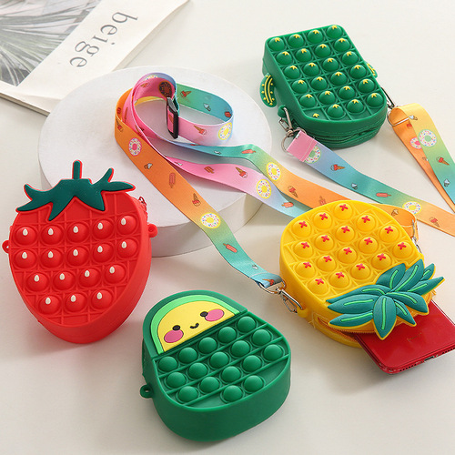 Fruit Coin Purse Rat Killer Pioneer Cartoon Silicone Pressure Reducing Kneading Messenger Bag Decompression Toy Bag