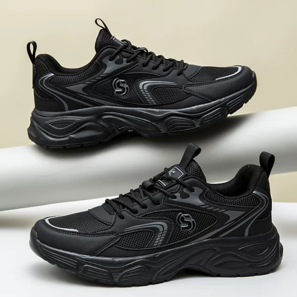 Black Samurai Dad Shoes for Men and Women, Thick-Soled Height-Increasing Casual Sports Shoes, Breathable Mesh, Trendy Versatile Running Shoes