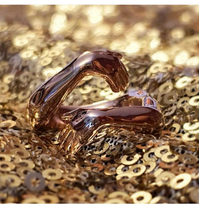 Holiday, Daily, Street Occasion Alloy Material Simple Style Geometric Alloy Plating Couple Open Rings