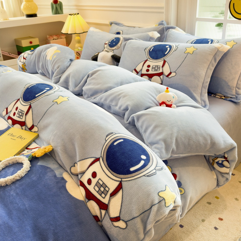 2026 nuevo invierno engrosado leche de lana de coral sábanas de lana de cama cubierta ropa de cama de dormitorio de tres piezas