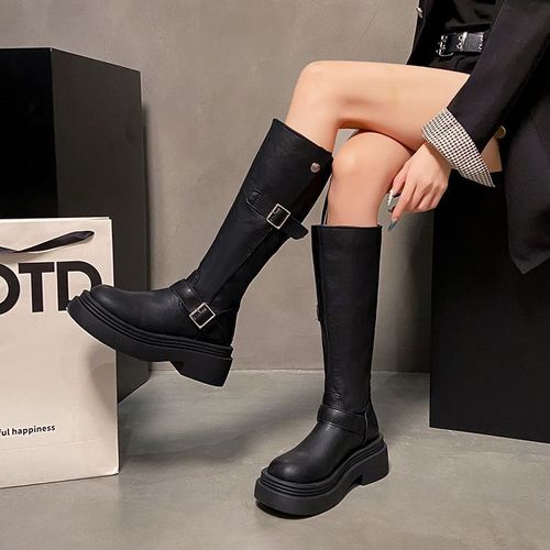 Cool and fashionable, versatile, street style tall boots for women, new style in 2024 autumn, Merrell height-increasing thick-soled skinny boots 