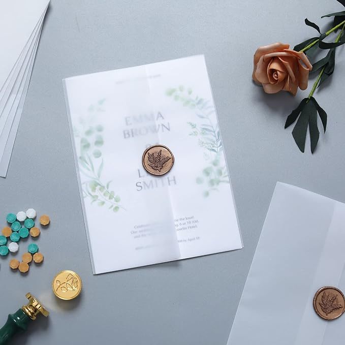Sobre de papel de sulfato transparente en stock boda Amazon tarjeta de invitación transfronteriza Tarjeta de invitación de boda gracias tarjeta LOGO se puede agregar