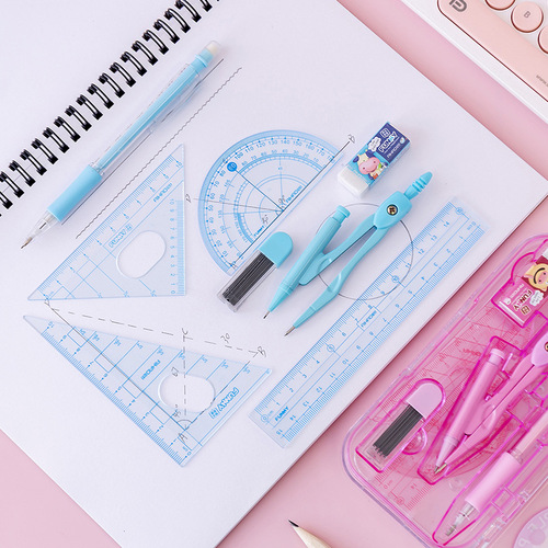 Compass set student ruler stainless steel metal practical junior high school student exam drawing and making drawing tool