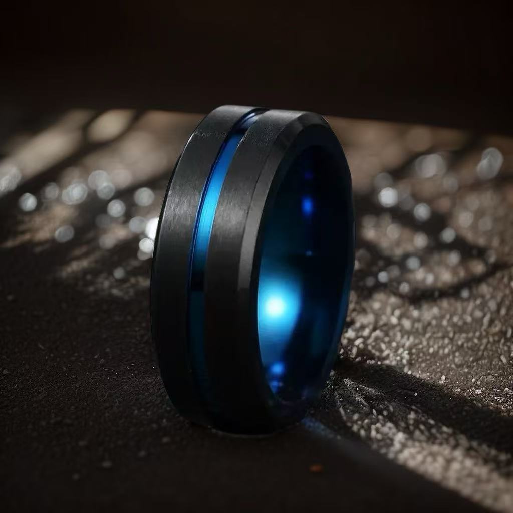 不锈钢戒指饰品ins风 男士小众男戒冷淡戒子钛钢指环素圈8mm宽