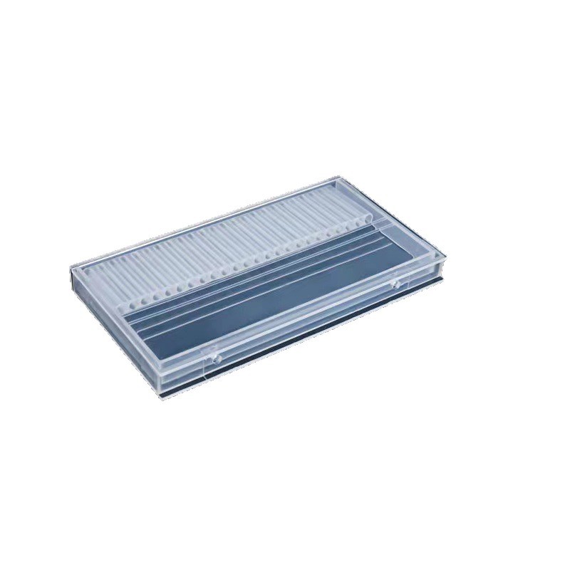 Uñas transfronterizas Caja de almacenamiento de cabezal de molienda de 24 agujeros Tratamiento frontal portátil Soporte de herramientas de pantalla abatible a prueba de polvo