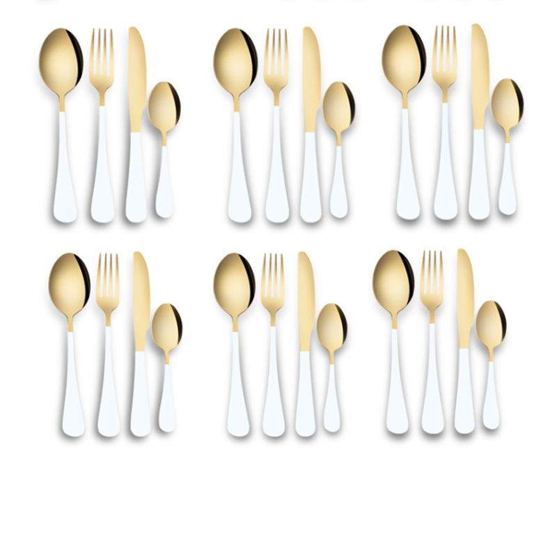 Amazon tiktok popular vajilla de acero inoxidable 24 piezas traje 1010 cuatro piezas principales 6 personas usan comida occidental cuchillo, tenedor y cuchara