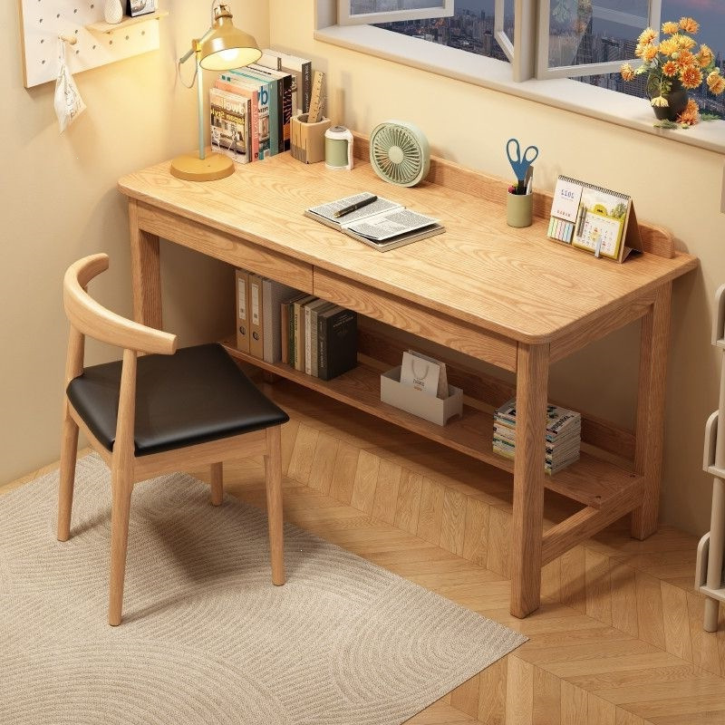 Student desk with drawers, simple study table, storage computer desk, wooden office desk, multifunctional, with storage space, European and American style Student desk with drawers, simple study table, storage computer desk, wooden office desk, multifunctional, with storage space, European and American style