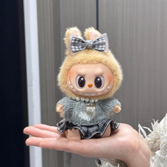 labubu娃衣坐坐派对娃衣一二代娃衣Labubu衣服毛绒灰色爱心毛衣裙