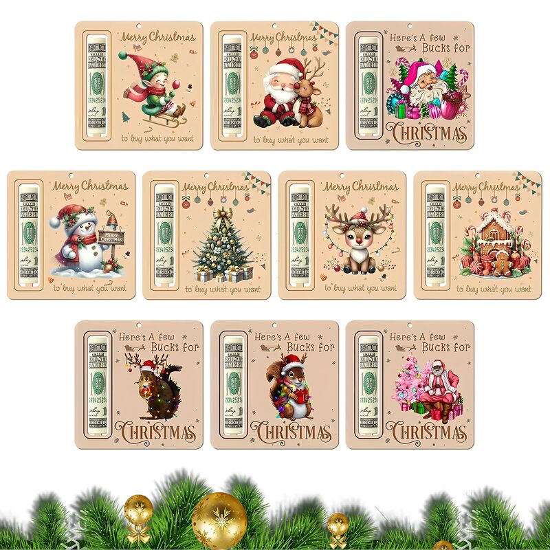 Cross-border Christmas tree money clip, Christmas decoration money clip, wooden sign creative pendant, Christmas tree wooden craft ornament