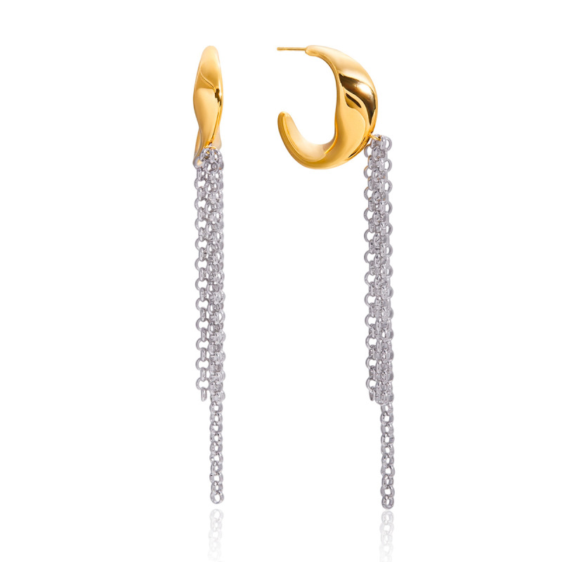 杰鼎钛钢拼色流苏耳环小众轻奢耳钉不锈钢饰品高级感跨境earrings|undefined