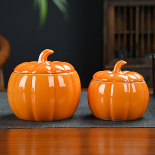 Creative Pumpkin ceramic jar simulation vegetable sealed jar snack storage jar gift jar activity gift logo
