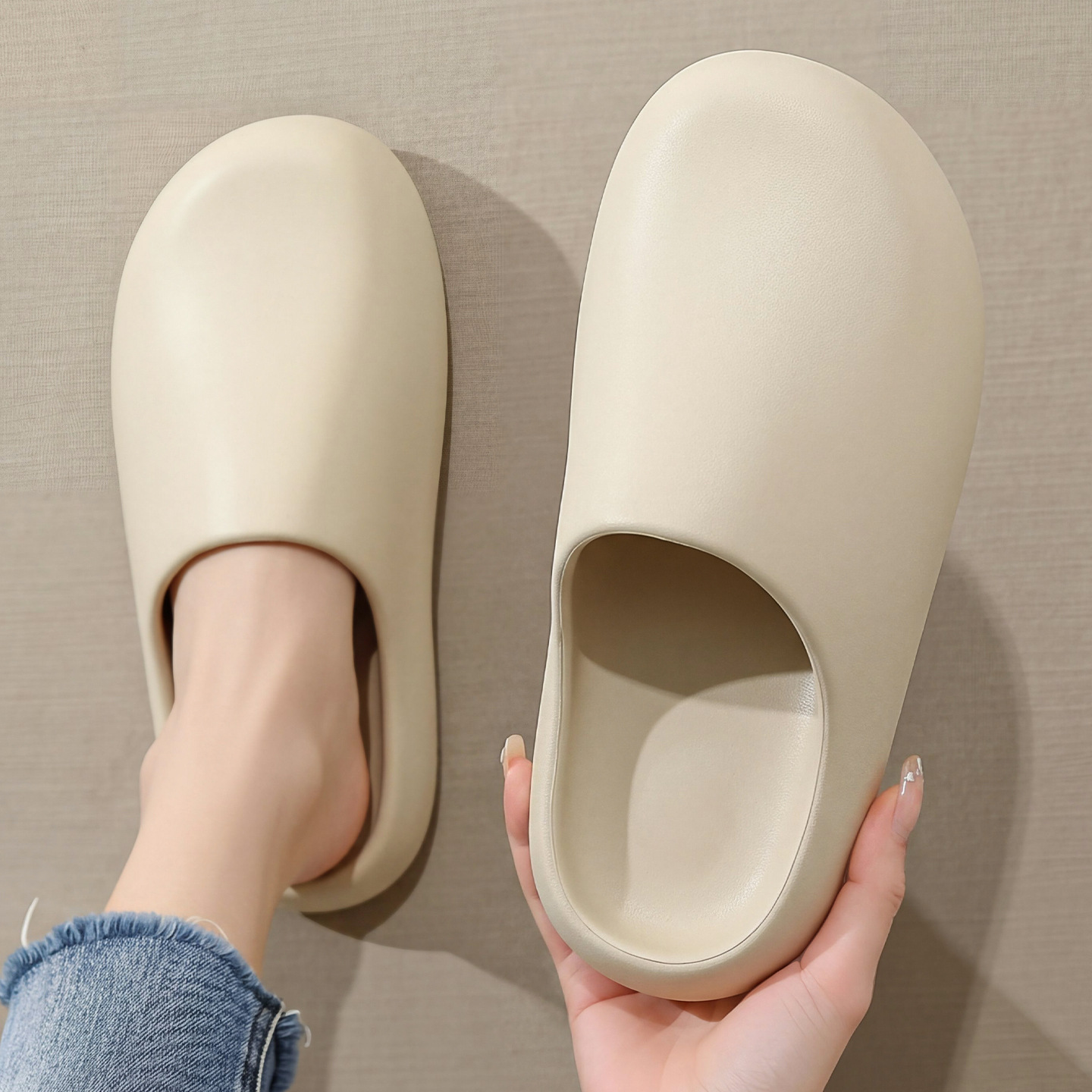 Instapslippers voor buiten, waterdichte herenslippers, veelzijdige casual slippers voor thuis, hoogwaardige slippers met dikke antislipzool voor binnen._voghion.com