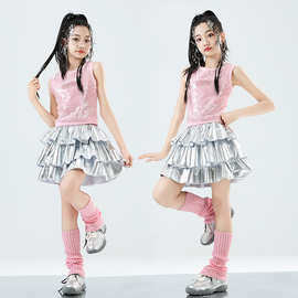 爵士舞服装女童套装亮片潮服儿童舞蹈jazz街舞走秀演出服表演