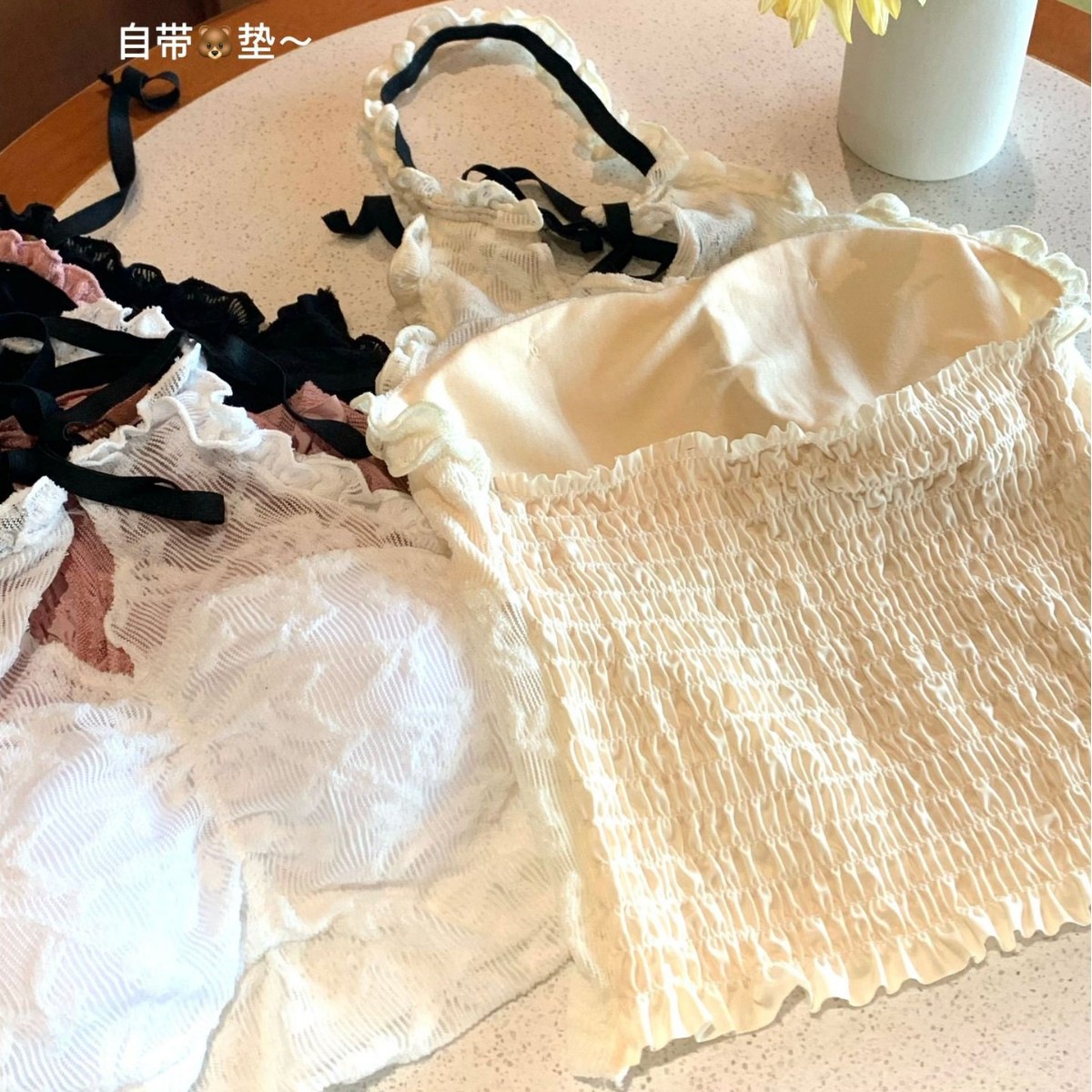 Hot Girl Pure Wants Neck-hanging Lace Strap Camisole Short Mesh Top Slim-fit Backless Tube Top
