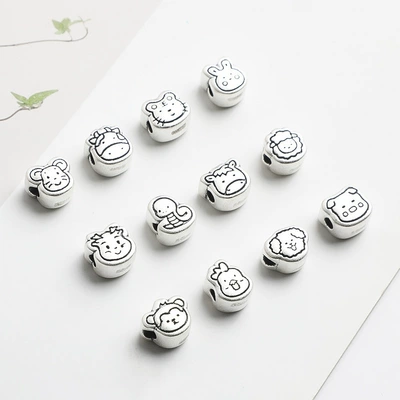3D Hard Silver Twelve Zodiac Zərgərlik ara hissələri