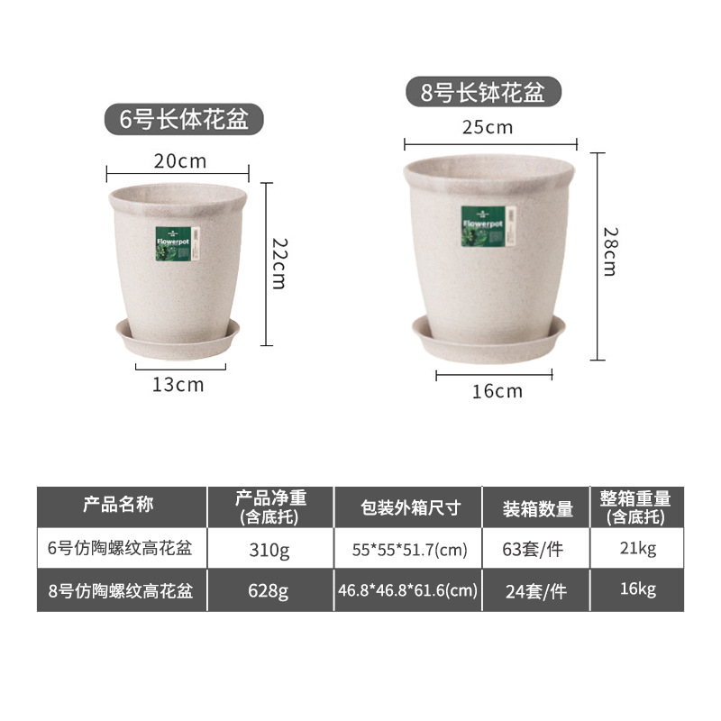 可降解簡約環保花盆園藝花卉盆亞馬遜簡約樹脂波紋浮雕加厚花盆