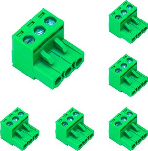 Keszoox 6Pcs 5.08mm Pitch Green Phoenix Type Connector 3 Pin Pcb Screw Joints