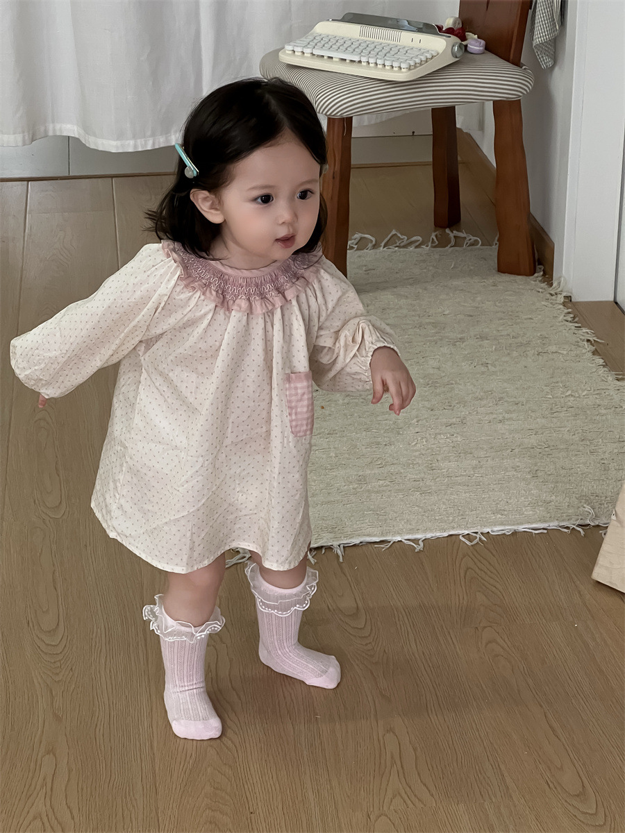 2026 ropa de otoño infantil nueva ropa de otoño bebé ropa de otoño coreana ropa de otoño niña vestido de manga burbuja de color sólido