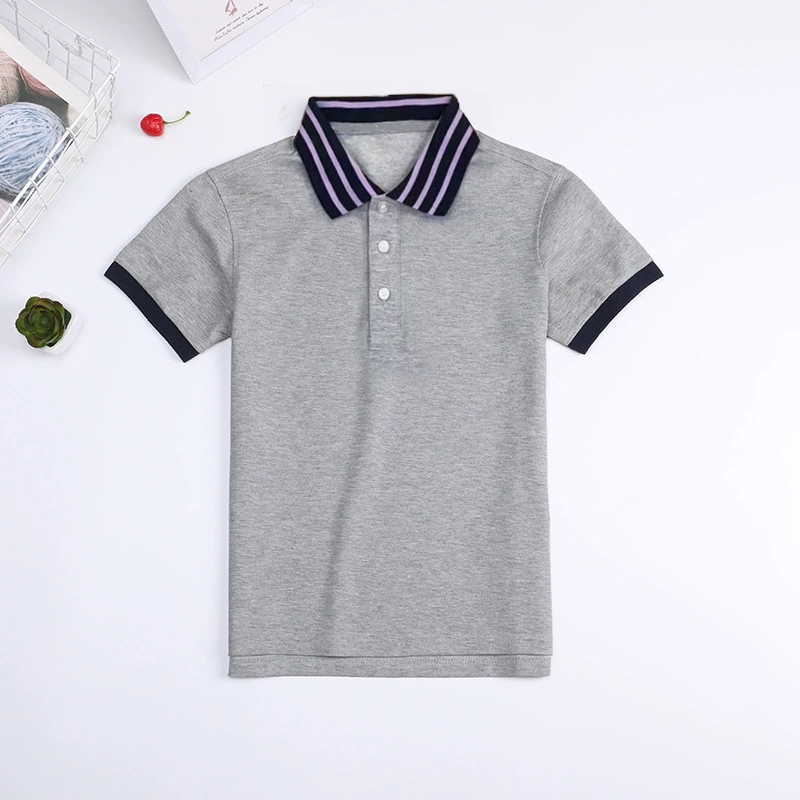 Детская футболка, голубой и белый polo, летняя форма для учащихся, с коротким рукавом