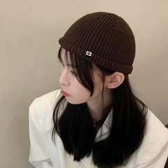 秋冬ニットウールマスター帽子カジュアルつばの短い冬用ネットセレブブランドドーム型冬用暖かい帽子