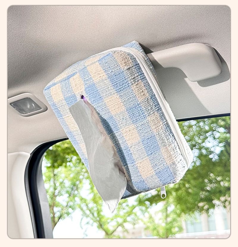 Creative Car Tissue Box, High-End Fabric Car Armrest Box, Paper Box, Multi-Functional Car Seat Tissue Cover