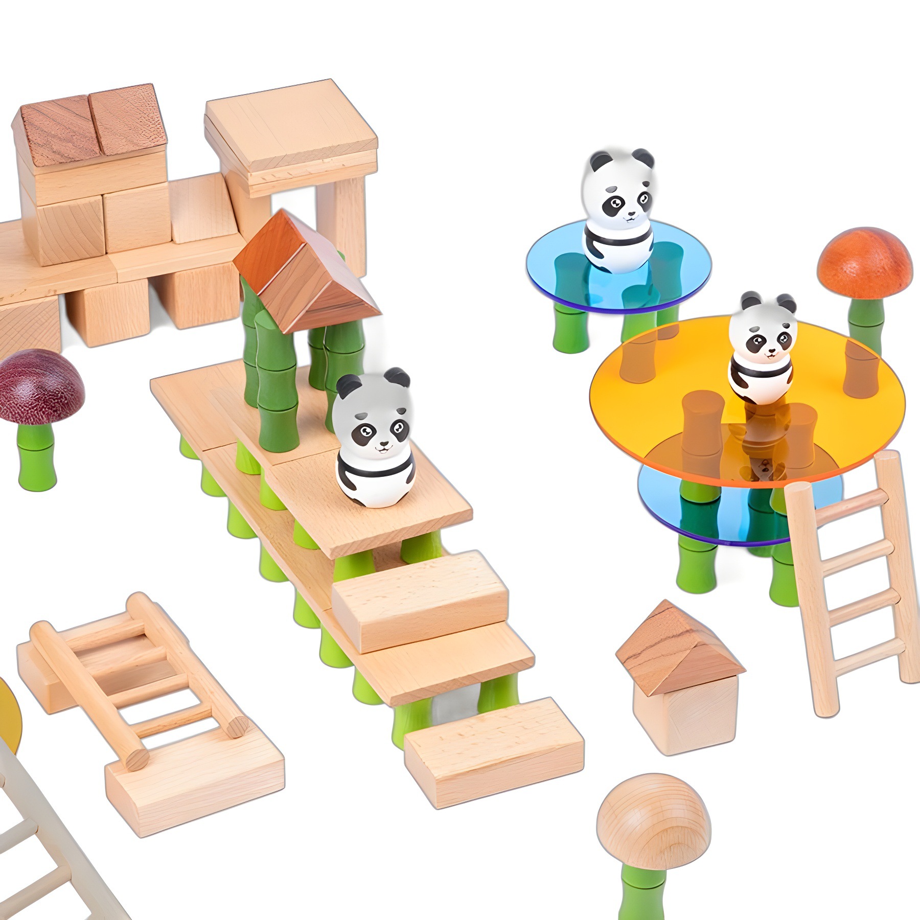 Juguetes de bambú estilo nacional juguetes de puzzle para niños desarrollo de inteligencia de bloques de construcción de puzzle panda juguetes de puzzle al por mayor