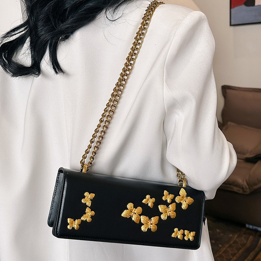 Kleine Nischendesign-Schmetterlingsmode, kleine quadratische 2024-Frühjahrs-neue High-End-Umhängetasche mit einer Schulter und Kette_voghion.com