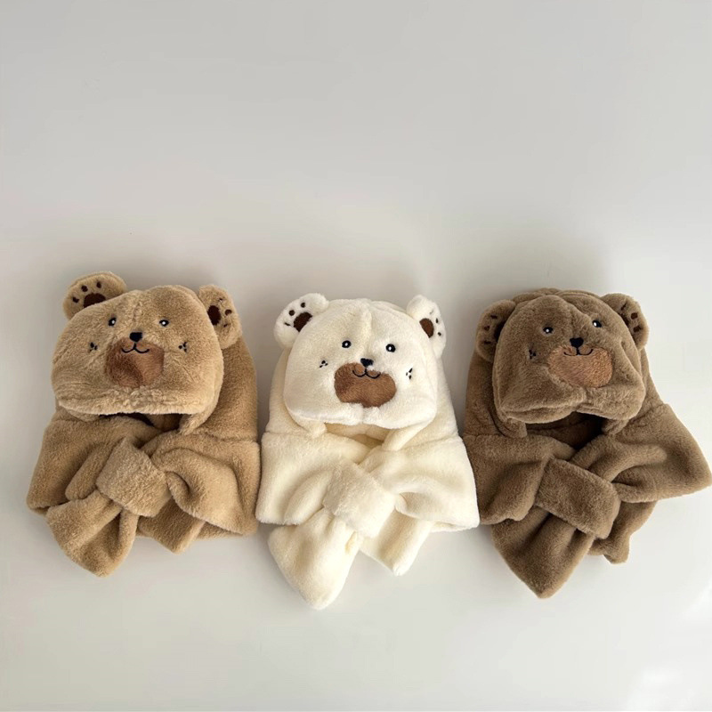 Baby hat scarf one winter plush baby face protection cute super cute ear protection hats for men and women children_voghion.com
