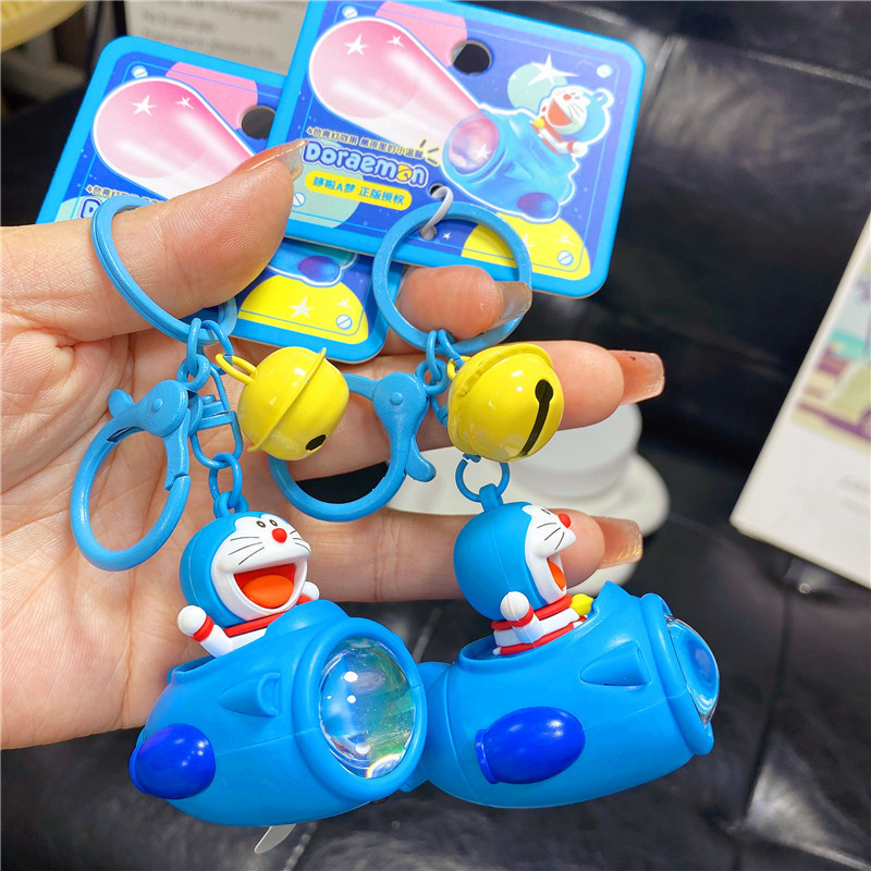 Genuine Doraemon Tinker Bell astronaut headlamp keychain small gift key chain spaceship small pendant female
