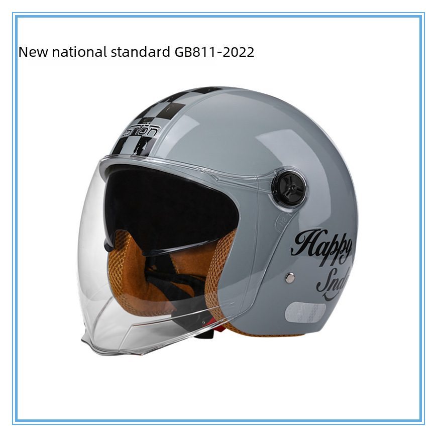 New GB Retro Double Lens Helmet Winter Electric Motorcycle Helmet Battery Car Helmet Four Seasons Helmet_voghion.com