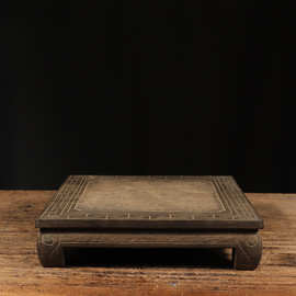 仿古石雕天然石材手工雕刻素面方桌干泡茶台中式复古茶席会所装饰