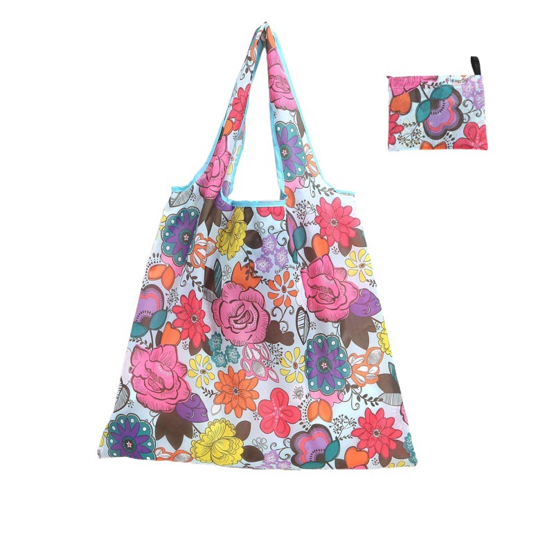 Nueva bolsa de compras plegable de gran capacidad en stock bolsa plegable de Protección Ambiental bolsa de almacenamiento portátil de impresión portátil creativa