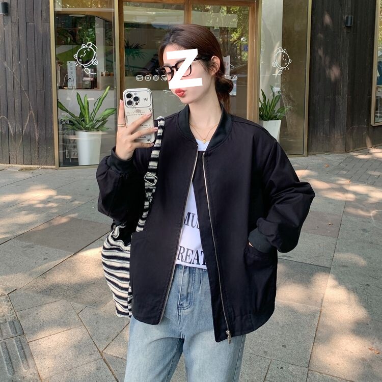 棒球服外套女2025春秋款韩系宽松百搭休闲长袖小个子洋气短款夹克|undefined