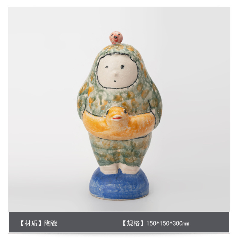 景德镇纯手工陶瓷侘寂风花瓶卡通摆件送礼趣味客餐桌软装花器饰品|undefined