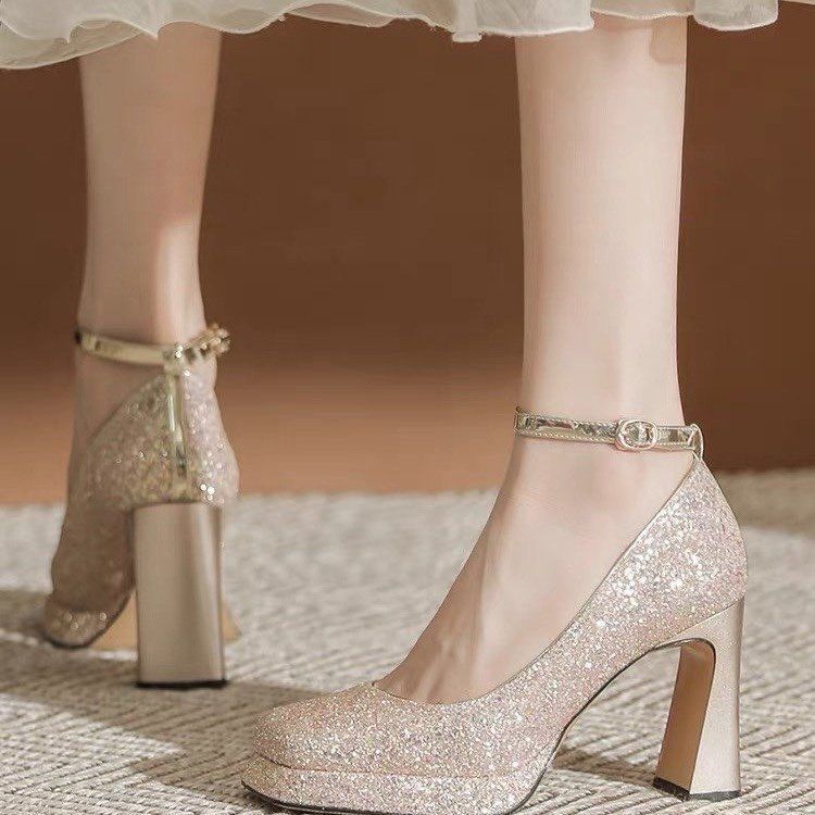 Barbie Waterproof Platform Shorty High Heels Women's Photo Documentary Shoes Champagne Bridal Shoes Wedding Shoes Single Shoes Barbie Waterproof Platform Shorty High Heels Women's Photo Documentary Shoes Champagne Bridal Shoes Wedding Shoes Single Shoes
