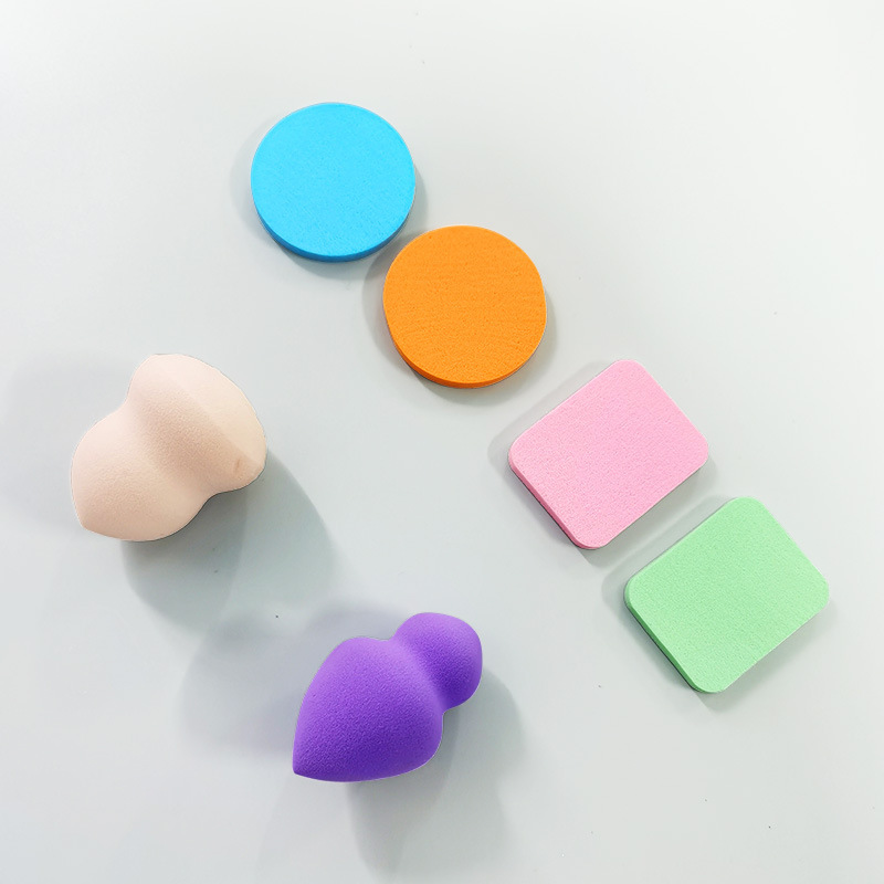 6 conjuntos de polvo de polvo de esponja seca y húmeda, huevo de maquillaje de color, almohadilla de base de aire, herramientas de maquillaje de huevo de belleza