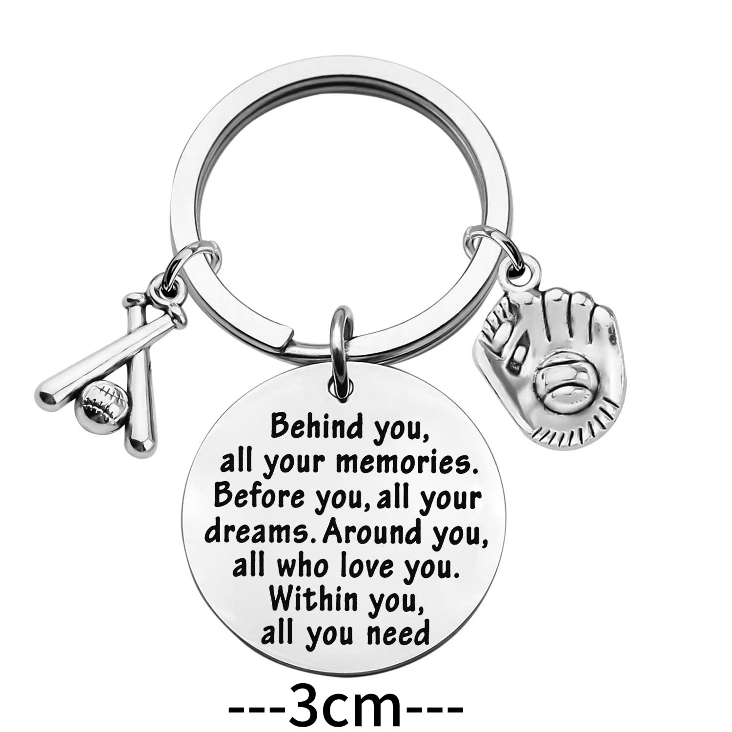 17g Weight Modern Style Letter Baseball 201 Stainless Steel Unisex Unisex Keychain